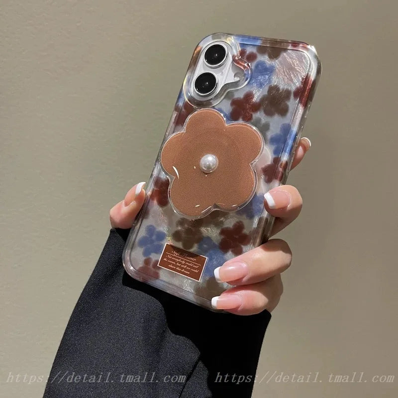 Flower Grip Tok Phone Case with Gradient Overlay & Lustre Lining