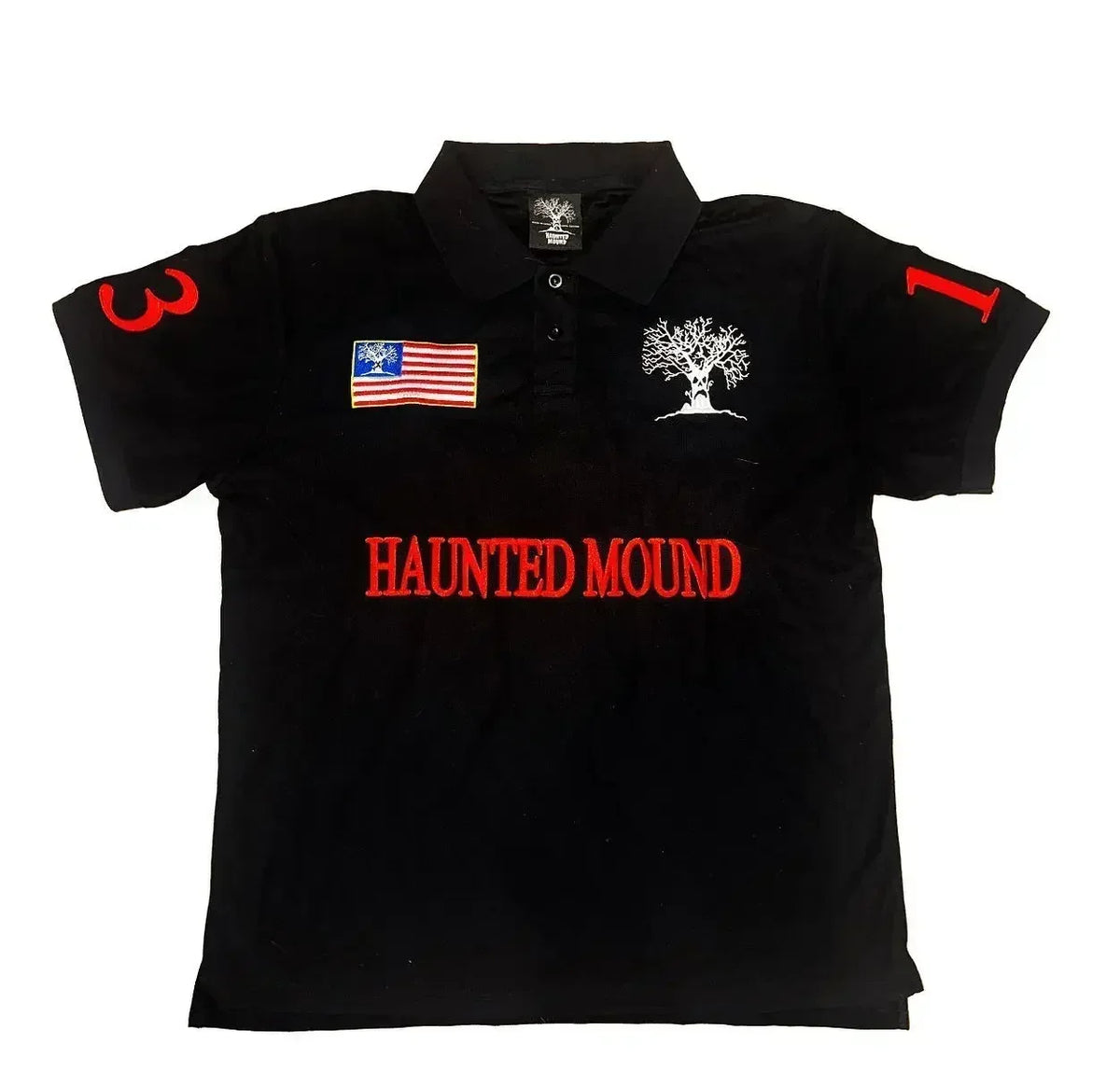 Haunted Mound Embroidered Oversized Polo Shirt – Hip Hop Retro