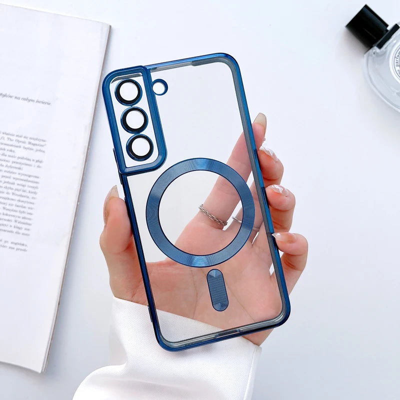 Magnetic Clear Case for Samsung Galaxy S21 S22 S23 Ultra Plus | Wireless Charging Compatible