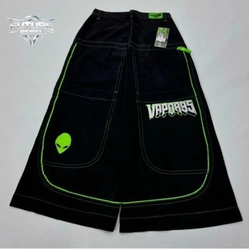 Y2K Wide Leg Baggy Jeans – Alien Graphic Men's Streetwear Denim