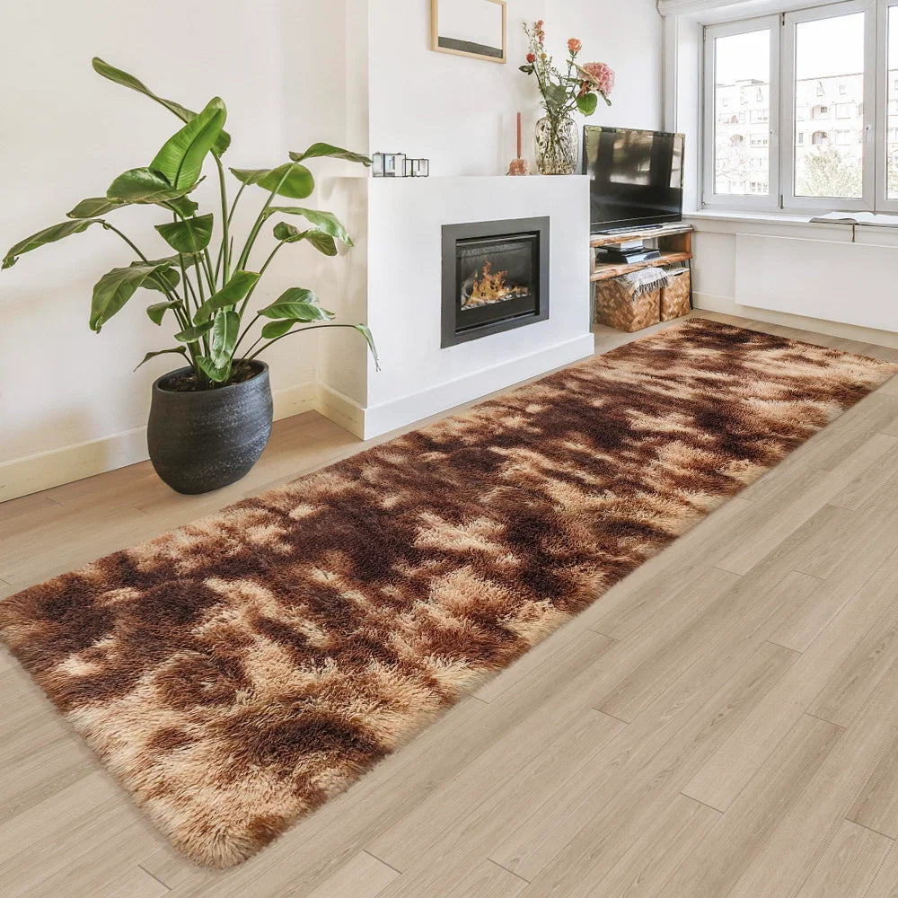 Tie-Dye Shaggy Runner Rug – Soft Fluffy Floor Mat for Bedroom & Living Room