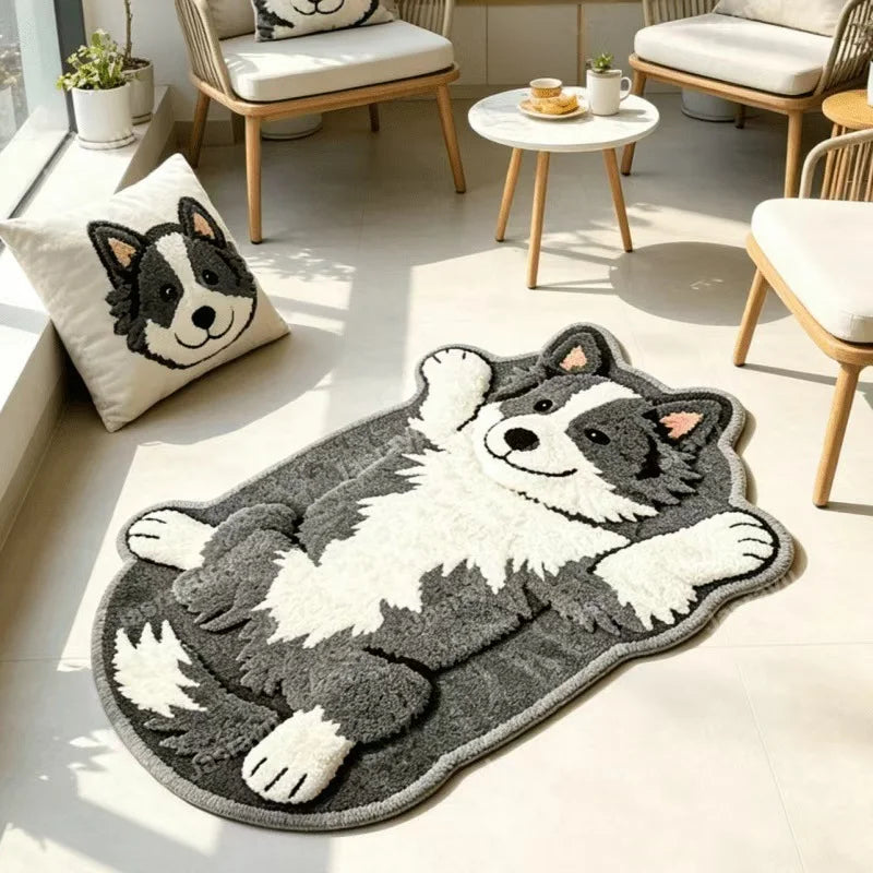 3D Cat Shaped Plush Rug – Cute Kitten Non-Slip Bedroom Floor Mat