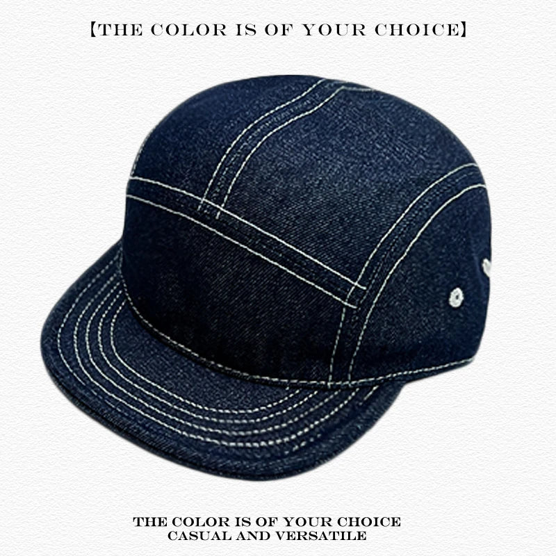 5-Panel Flat Brim Cap – Retro Hip-Hop Street Style Hat for Men & Women