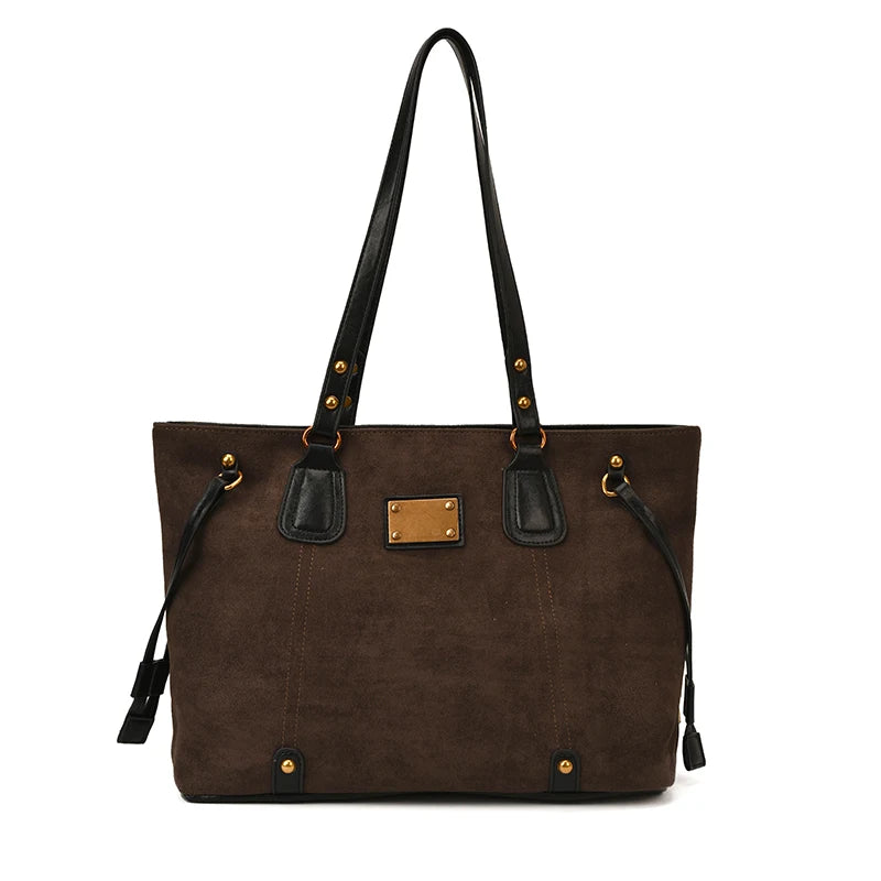 Women PU Suede Shoulder Bag Winter Retro Soft Tote Bag