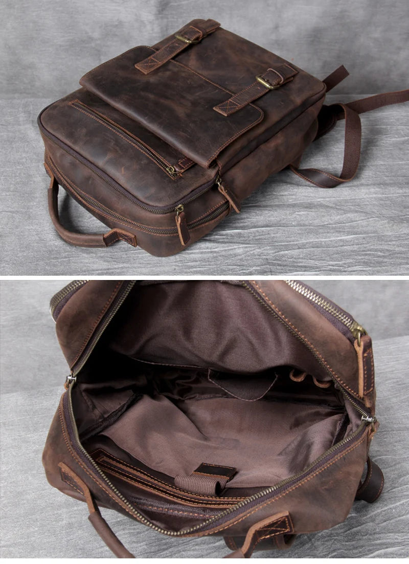 Genuine Leather Backpack for Men – Vintage 15.6" Laptop Bag