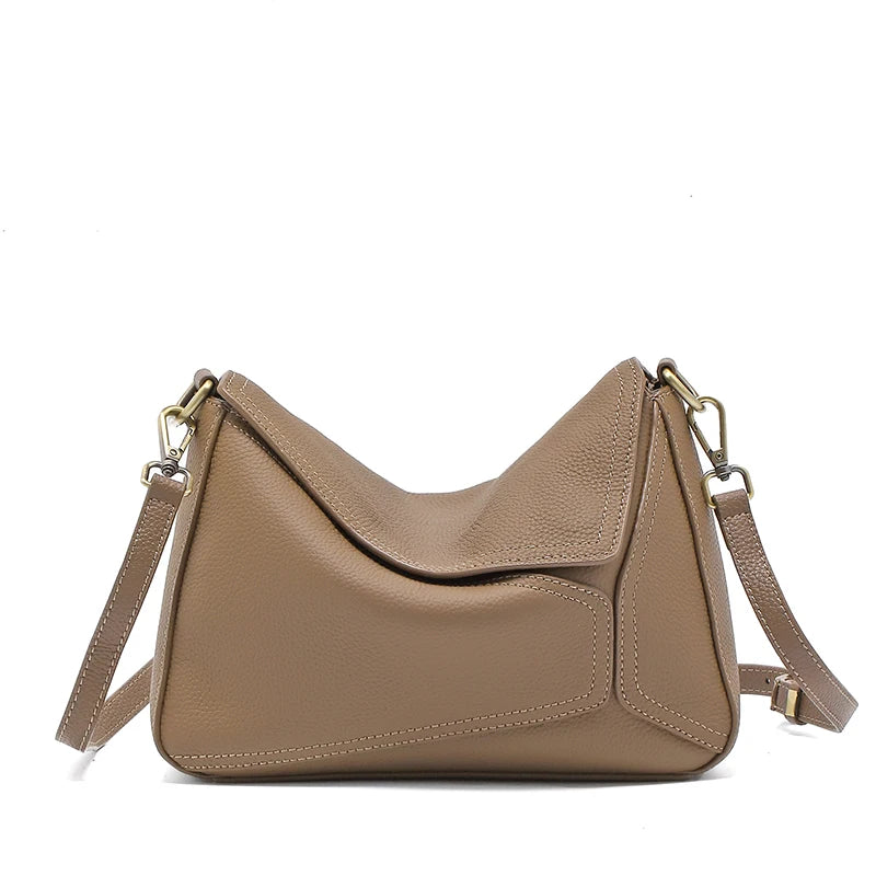Genuine Cowhide Leather Shoulder Bag for Women – Soft Crossbody Tote