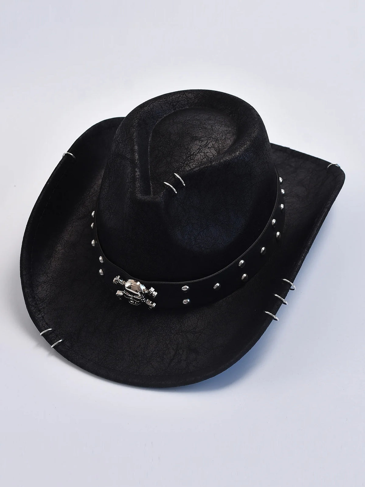 Faux Leather Western Cowboy Hat – Skull Band, Men & Women
