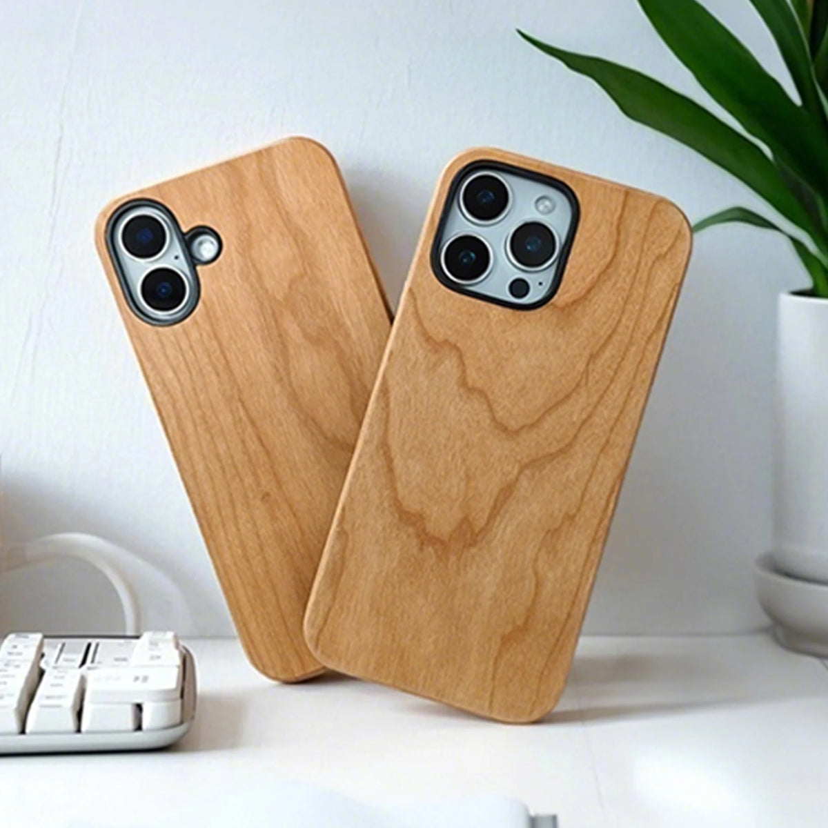 Cherry Wood iPhone 16 Case – Shockproof Natural Wood Phone Cover