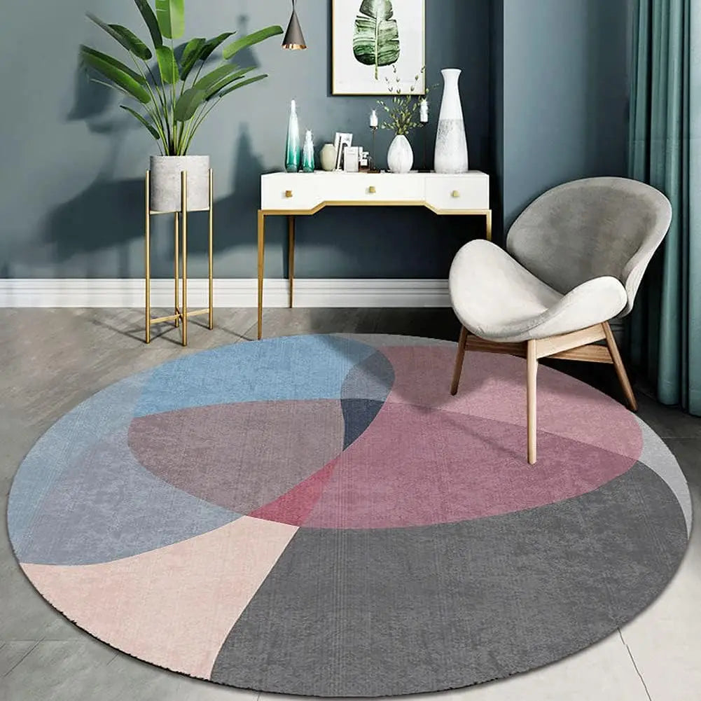 Round Geometric Rug – Nordic Style Living Room & Bedroom Carpet