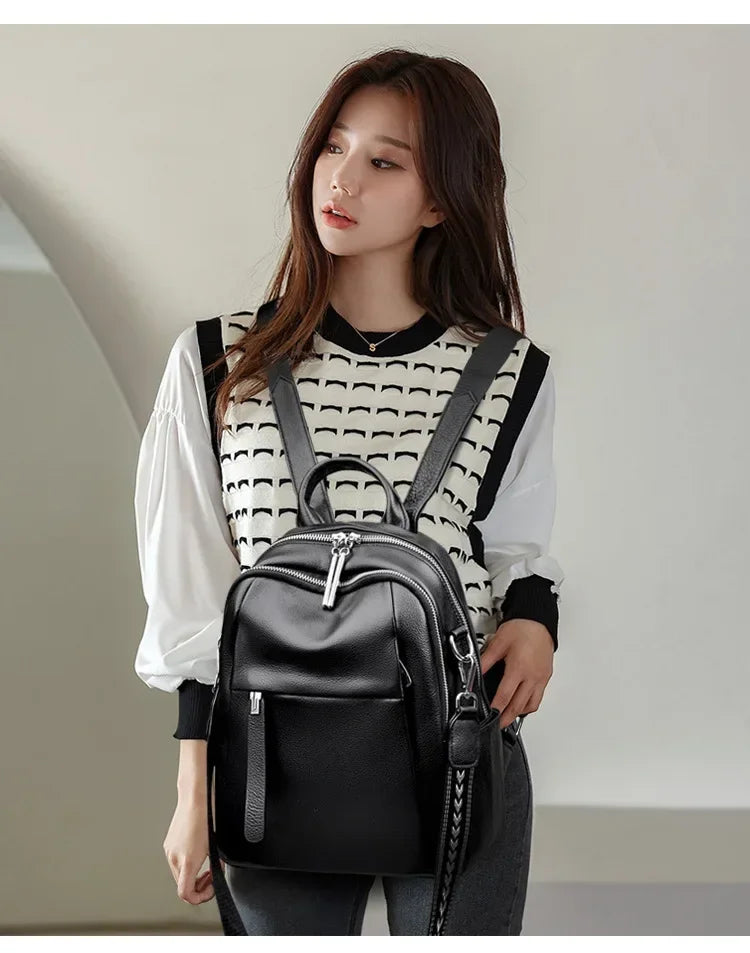 Genuine Leather Women's Backpack – Rivet Studded Style