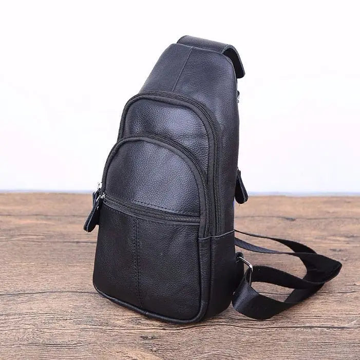 Genuine Leather Crossbody Chest Bag for Men