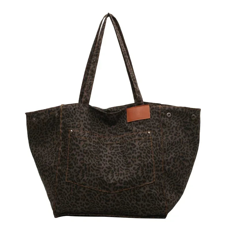 Leopard Design 2026 Korean Fashion Shopper Big Shopping Bag