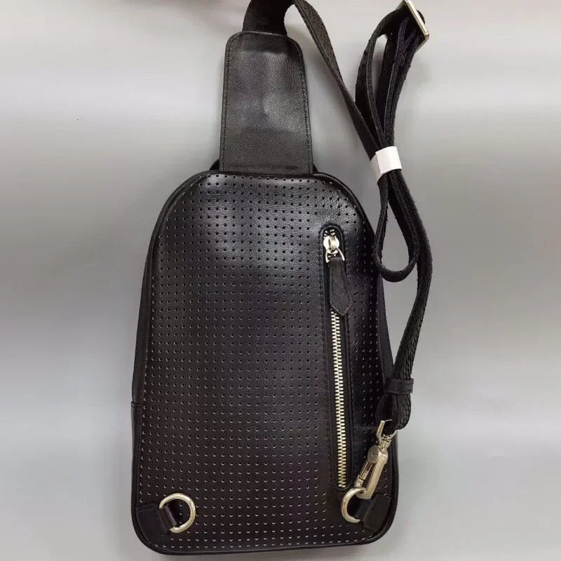 Men's Genuine Leather Sling Chest Bag – Python Skin Shoulder Pack