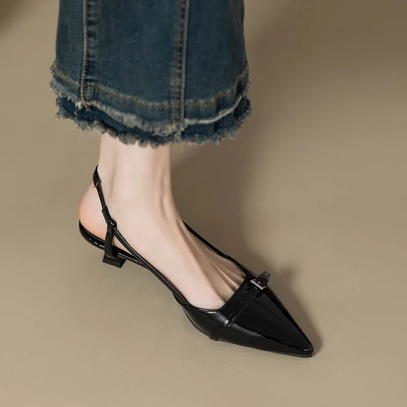Pointed Toe Slingback Flats – Women's Patent Leather Shoes