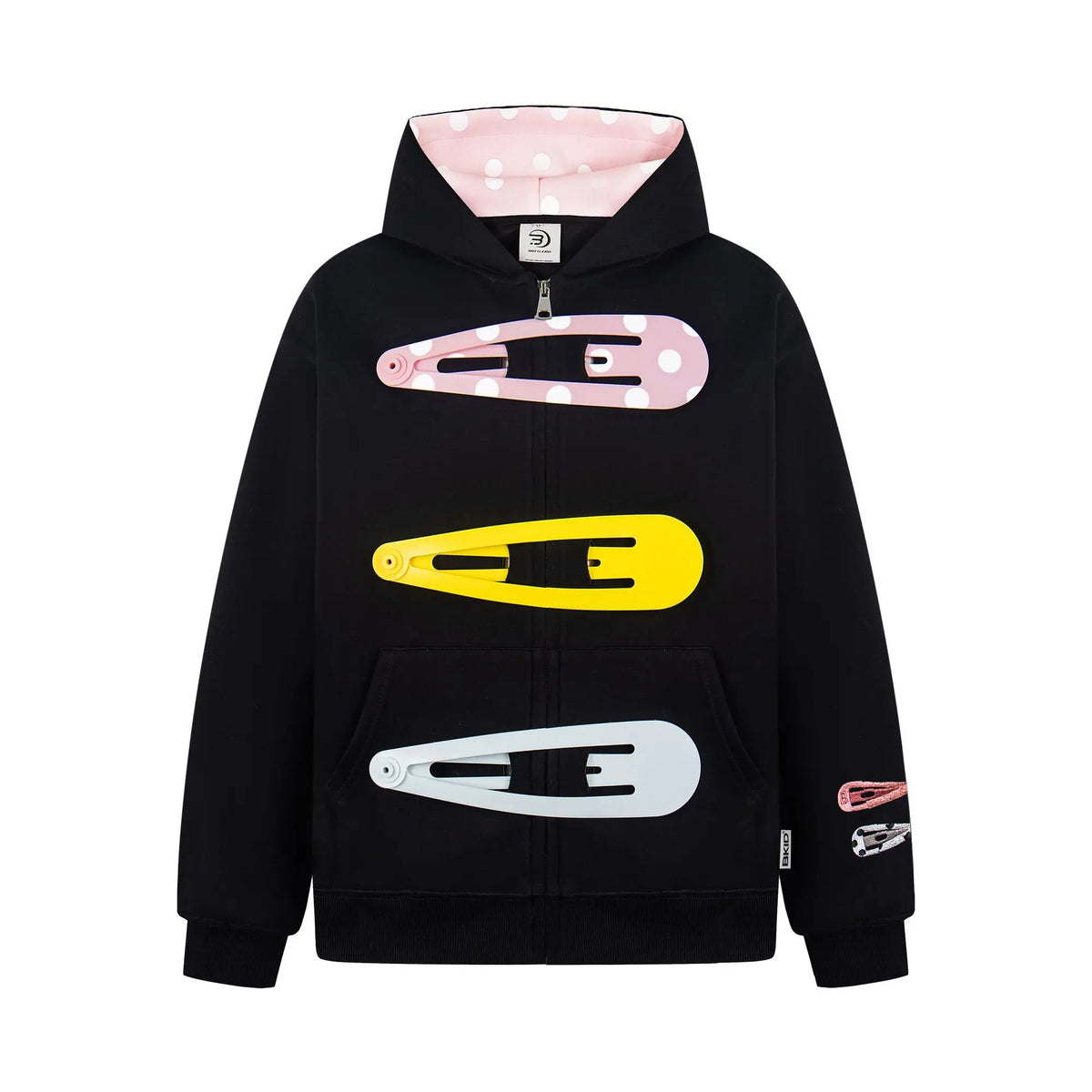 Oversized Zip-Up Hoodie Jacket for Women – Clip Detail Sweatshirt