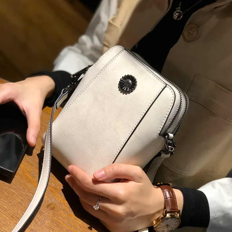 Genuine Leather Crossbody Phone Bag – Oil Wax Cowhide