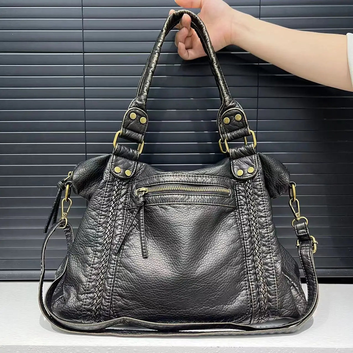 Soft Leather Retro Y2K Motorcycle Tote Bag