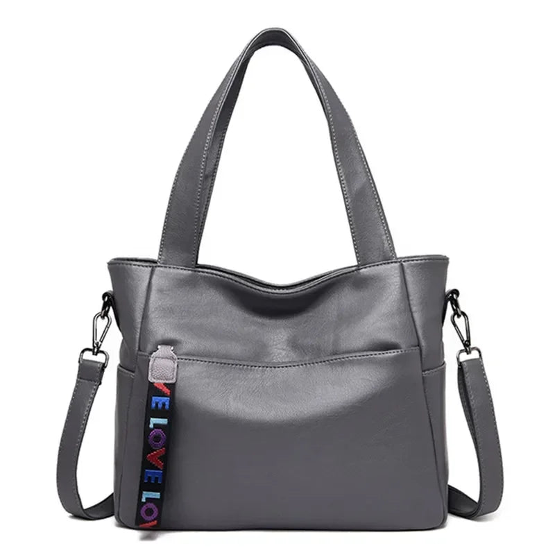 Women's Leather Tote Bag – Top Handle Shoulder Handbag