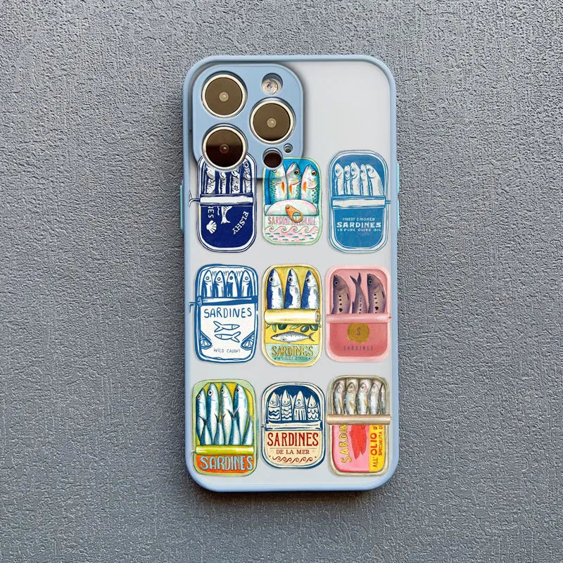 Sardines Pattern Phone Case – Shockproof Cover for iPhone 17 16 15 14 13 12 11 X