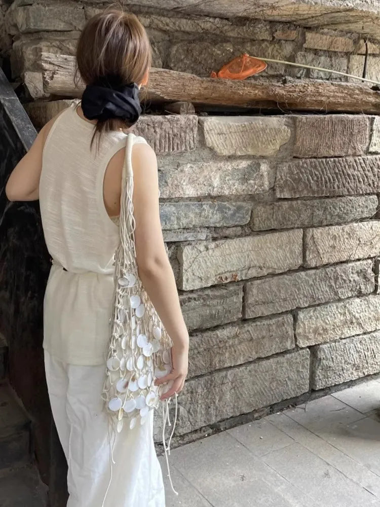 Shell Tassel Woven Hobo Bag – Handmade Shoulder Handbag