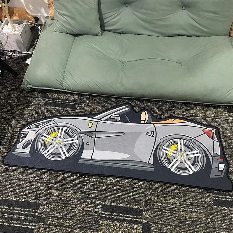 JDM Car Shaped Rug – Non-Slip Decorative Floor Mat for Bedroom & Living Room