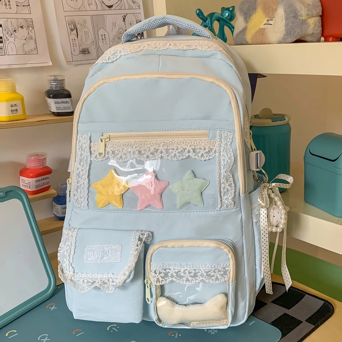 Lace Trim Girls School Backpack – Cute Large Capacity Student Bag