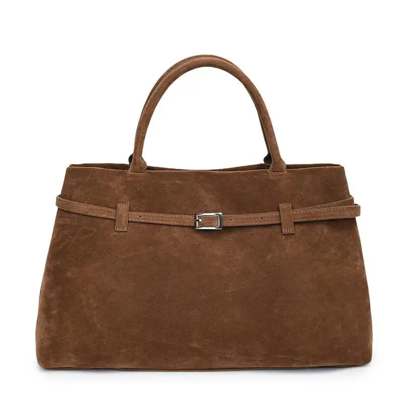 New Luxury Brand Rodeo Faux Suede Brown Gold Buckle Shoulder Bags
