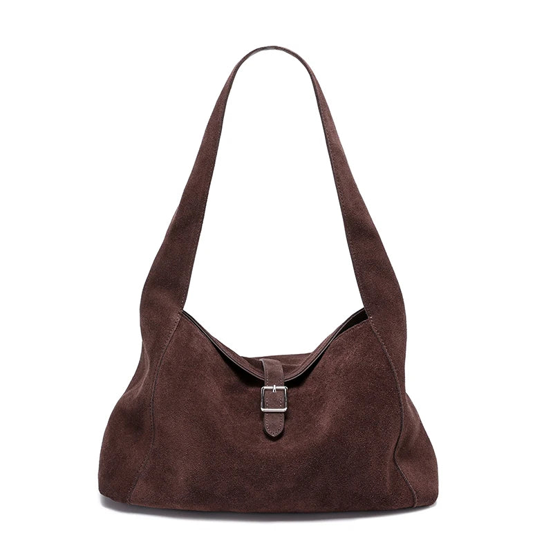 Suede Leather Shoulder Bag for Women – Soft Cowhide Crossbody
