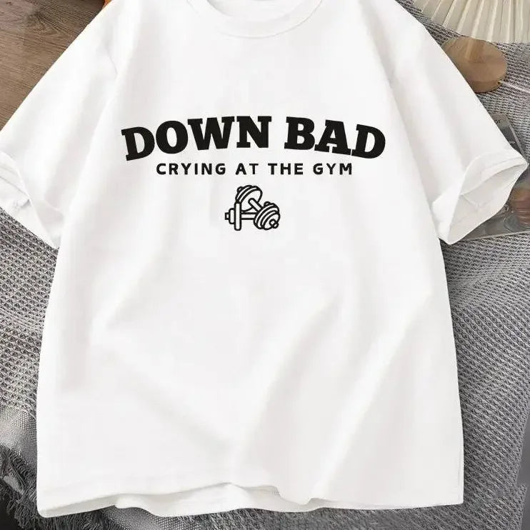 Tortured Poets Tshirt Down Bad Crying At Gym Graphic T Shirts Women Summer Workout Shirt Short