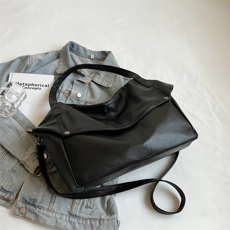 Large PU Leather Shoulder Tote Bag – Women's Luxury Handbag