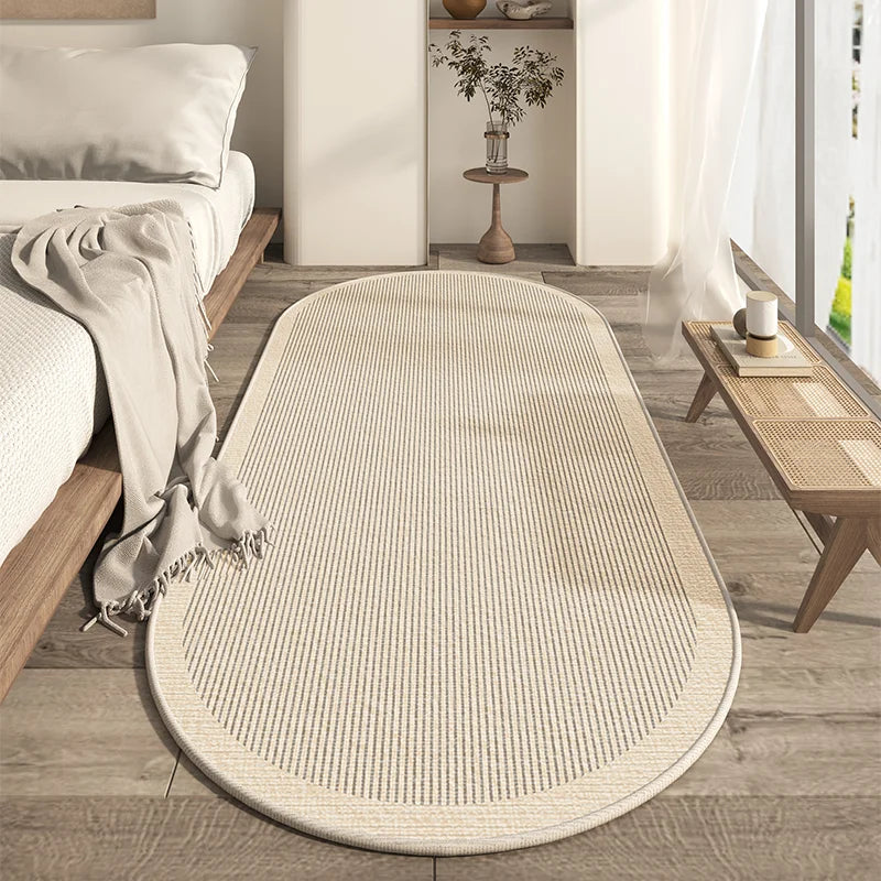 Wabi-Sabi Oval Rug – Minimalist Non-Slip Bedroom Floor Mat