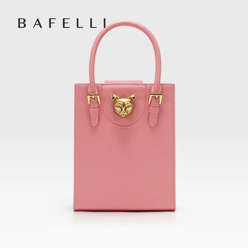 Mini Tote Crossbody Handbag – Cat Gold Hardware Saffiano Leather