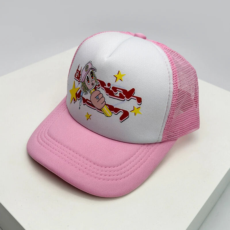 Graphic Print Mesh Trucker Hat Breathable Baseball Cap
