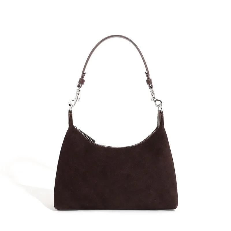 Retro Genuine Leather Suede Handbag Cowhide