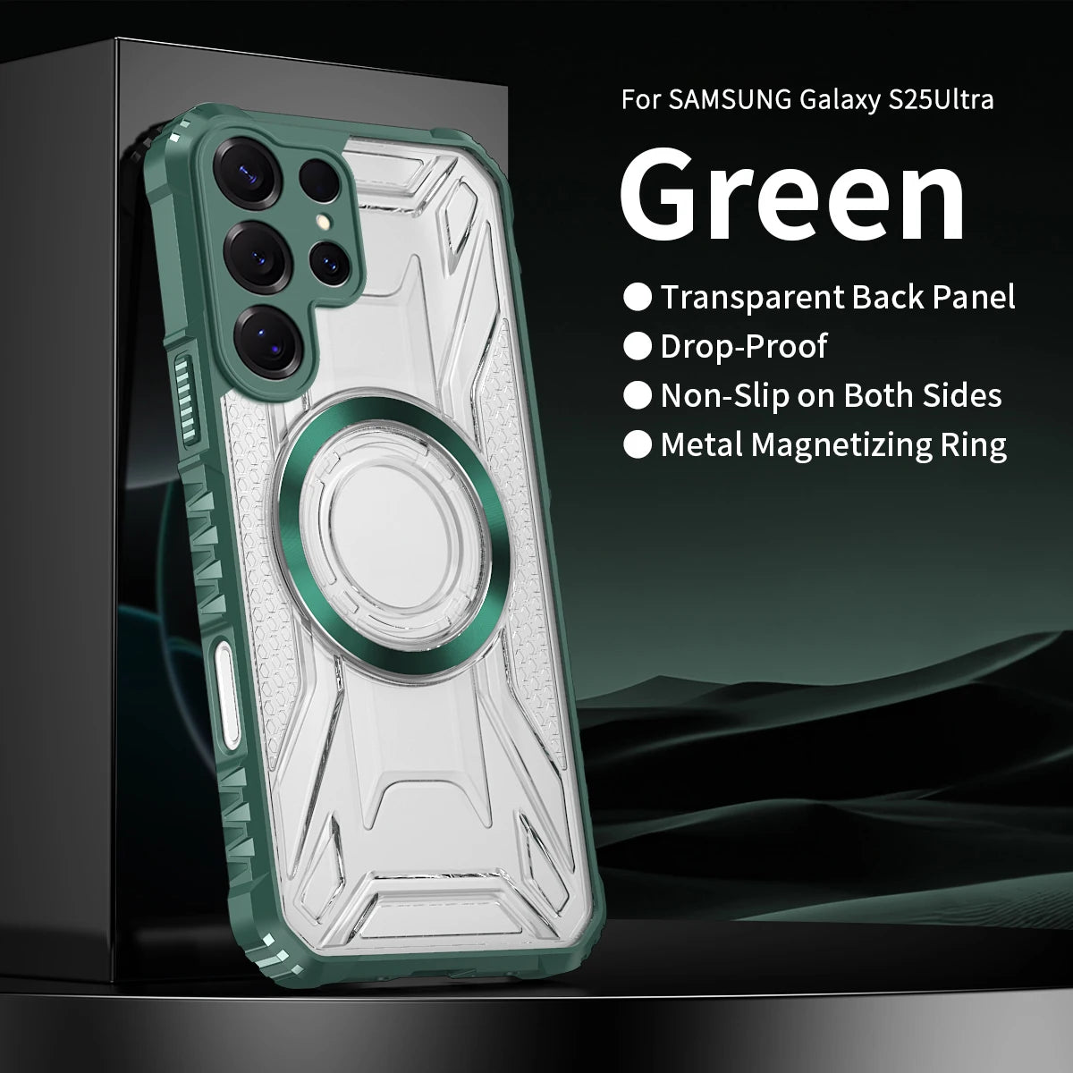 Magnetic Samsung Galaxy Case – Rugged Clear Cover with Metal Ring