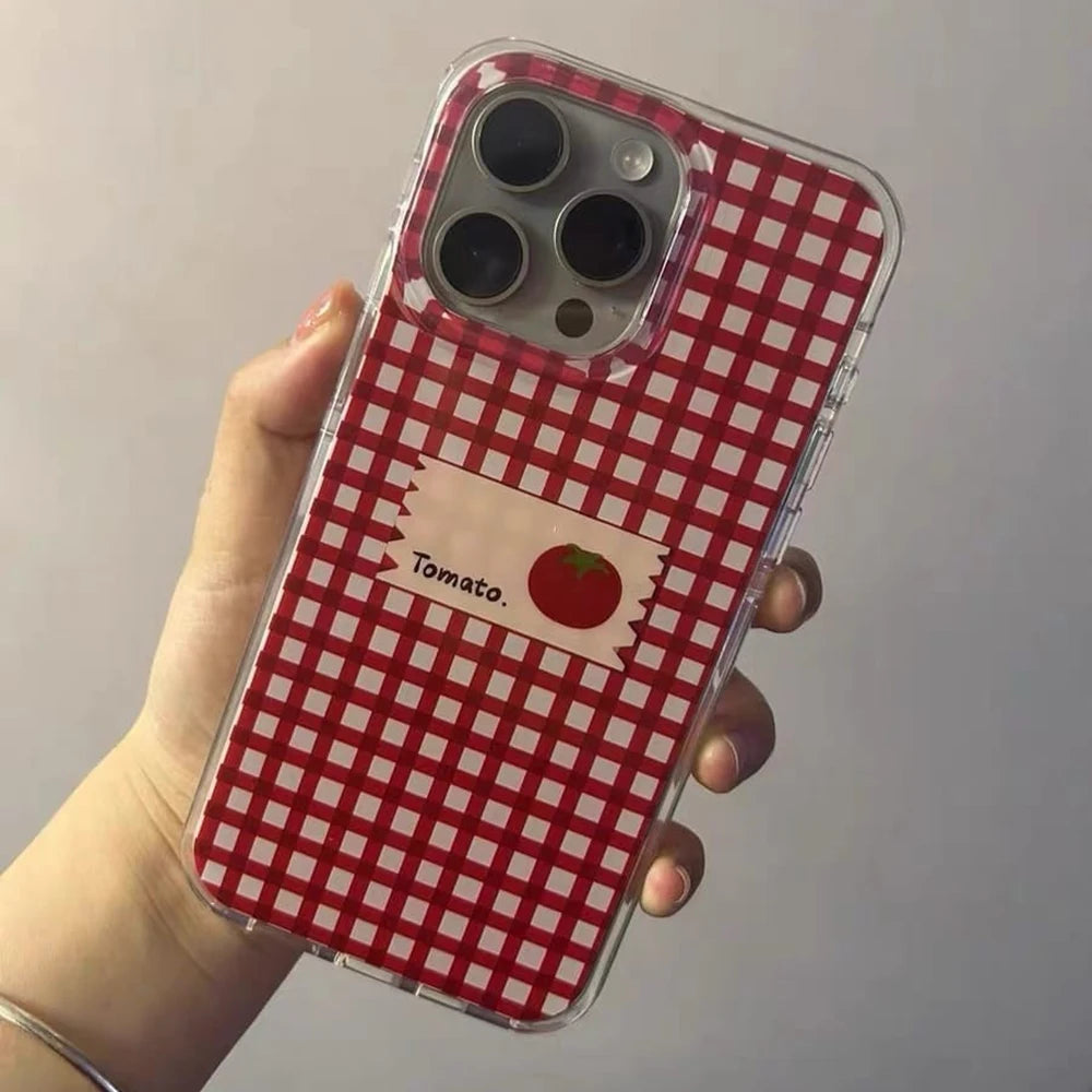 Tomato Checkered Samsung Galaxy Case – Cute Red Plaid Cover S21 to S26