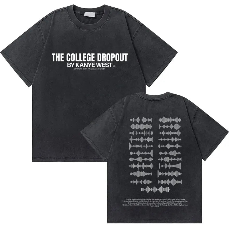 College Dropout Bear Graphic T-Shirt – Washed Vintage Streetwear Tee