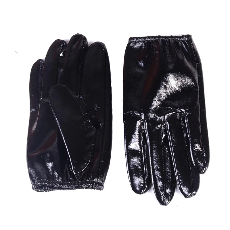 Men's Patent Leather Gloves – Shiny Black Short Wrist