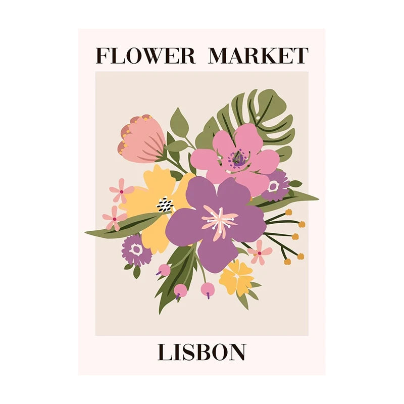 Flower Market Tuscany Poster – Floral Wall Art Print Unframed