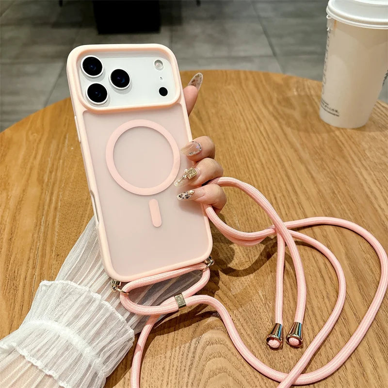 MagSafe Lanyard iPhone Case Candy Color Crossbody Necklace