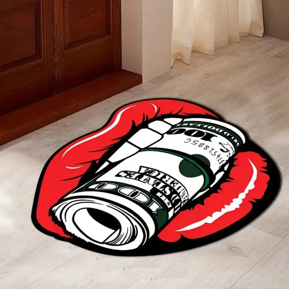 Lips & Money Graphic Area Rug – Indoor Outdoor Door Mat