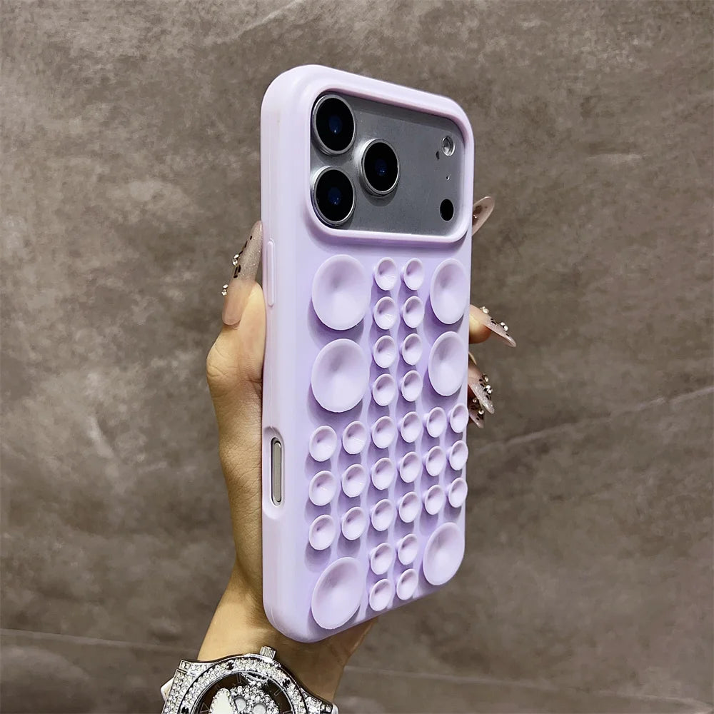 3D Bubble Grip Silicone iPhone Case – Shockproof Cover for iPhone 14–17 Series