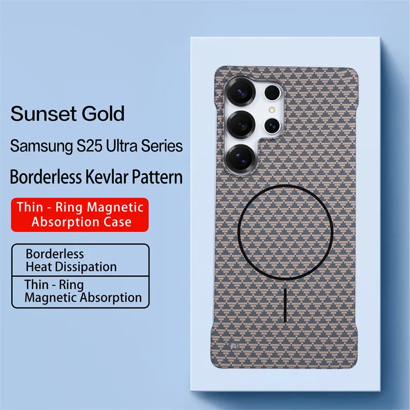 Samsung Galaxy Carbon Fiber MagSafe Case – Shockproof Kevlar Cover S25 S24 S23