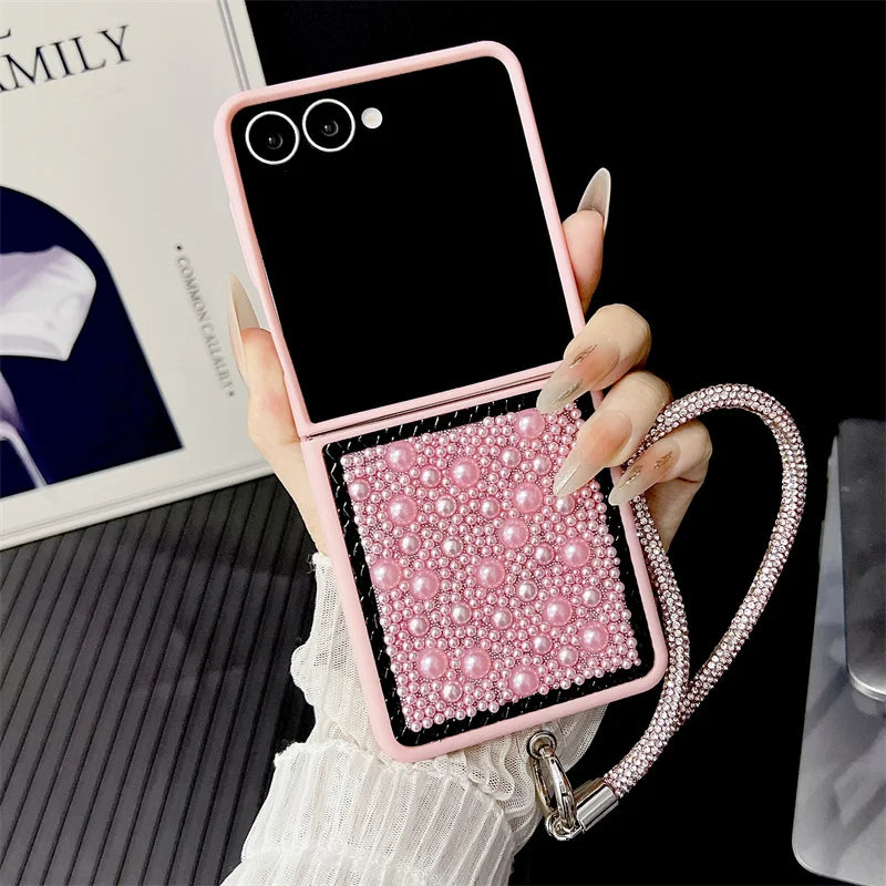 Samsung Galaxy Z Flip Case 3D Pearl Glitter – Luxury Bling Cover