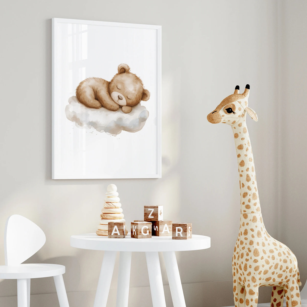 Teddy Bear Nursery Wall Art Print – Kids Room Poster