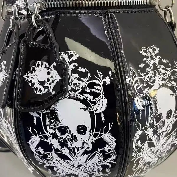 Vintage Gothic Black Skull Teapot Shape Handbag