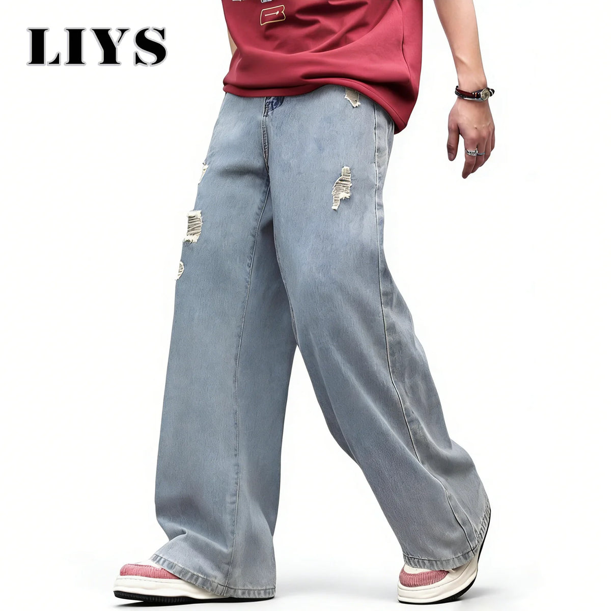 Baggy Wide Leg Ripped Jeans – Men's Oversized Streetwear Denim