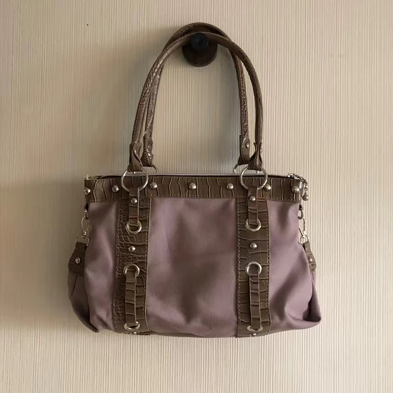 Brand Retro Y2k Shoulder Bag High-end Niche Riveted Motorcycle Bag