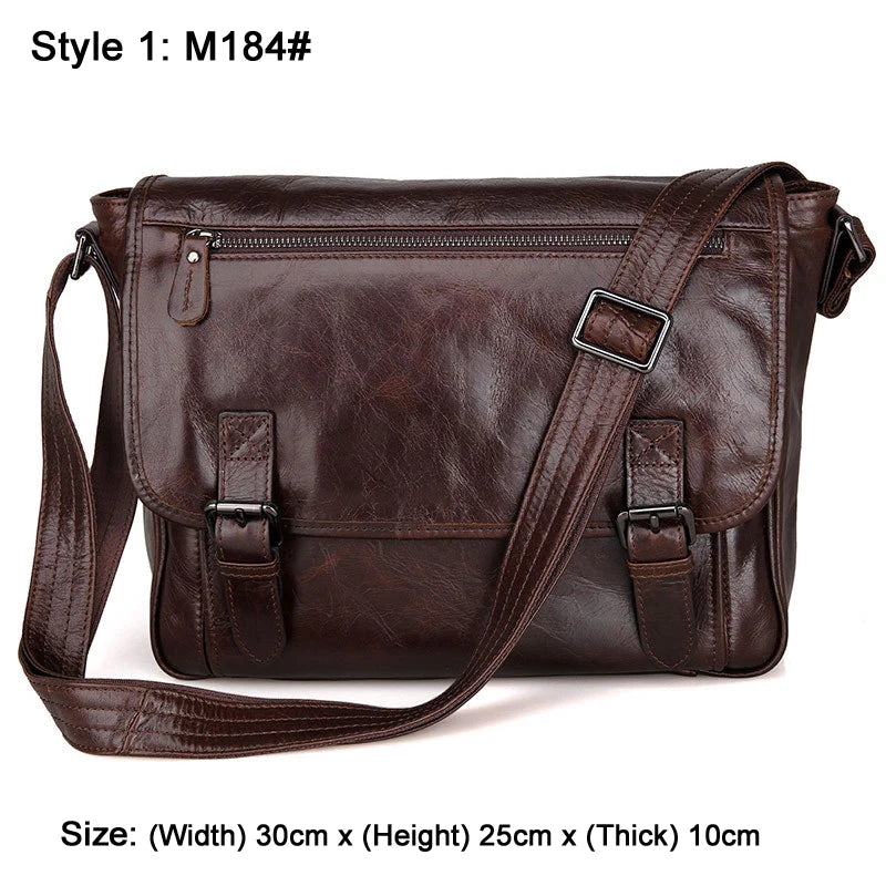 Genuine Leather Messenger Bag for Men – Oil Wax Crossbody Shoulder Bag