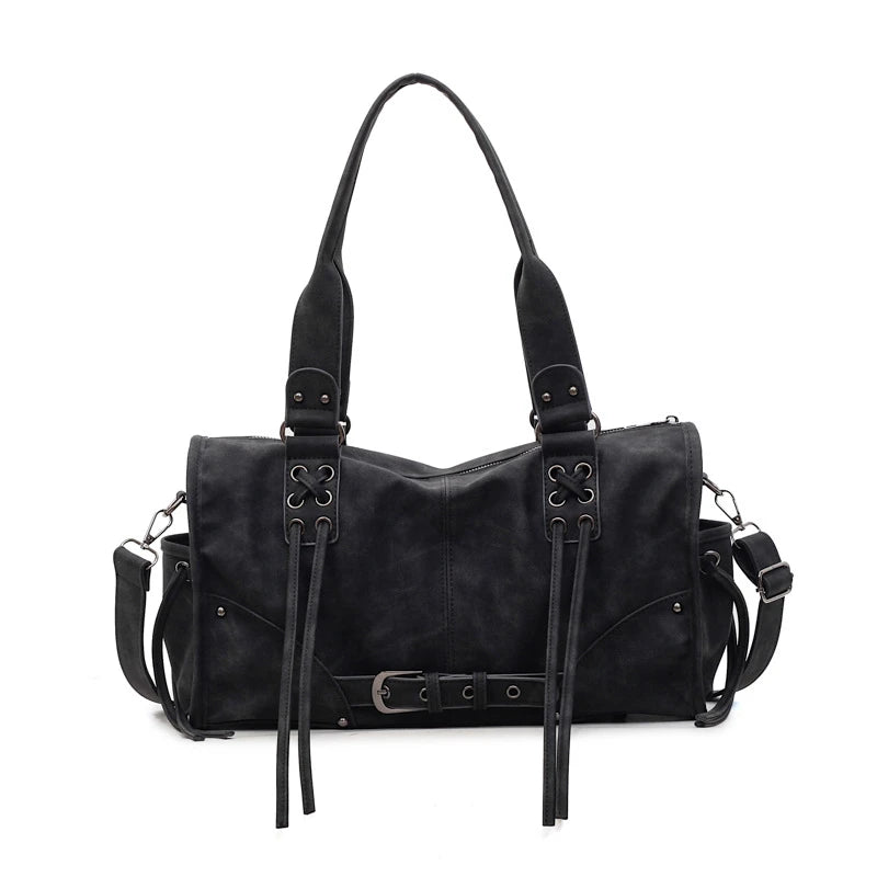 Retro Motorcycle Handbag Women Horizontal Tote Storage